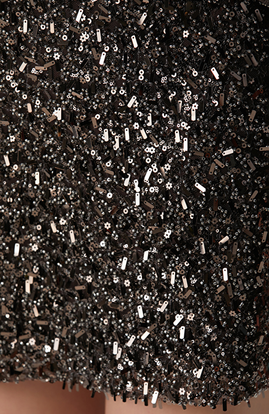 Kahverengi Midi Payetli Etek