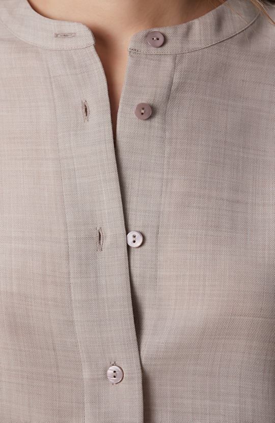 Bej Yün Karışımlı Gömlek