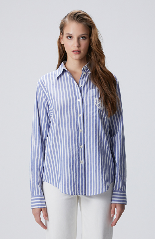 Mavi Beyaz Oxford Gömlek
