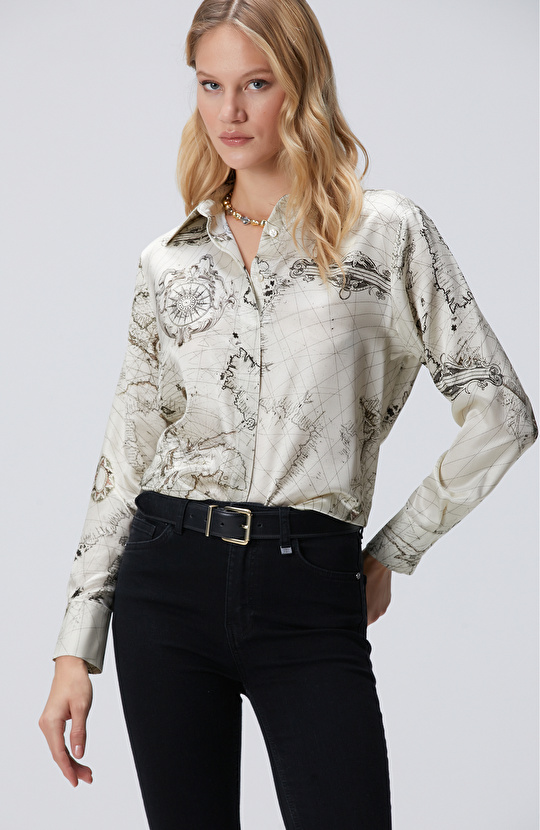 Limited Açık Bej İpek Karışımlı Gömlek Limited Açık Bej İpek Karışımlı Gömlek