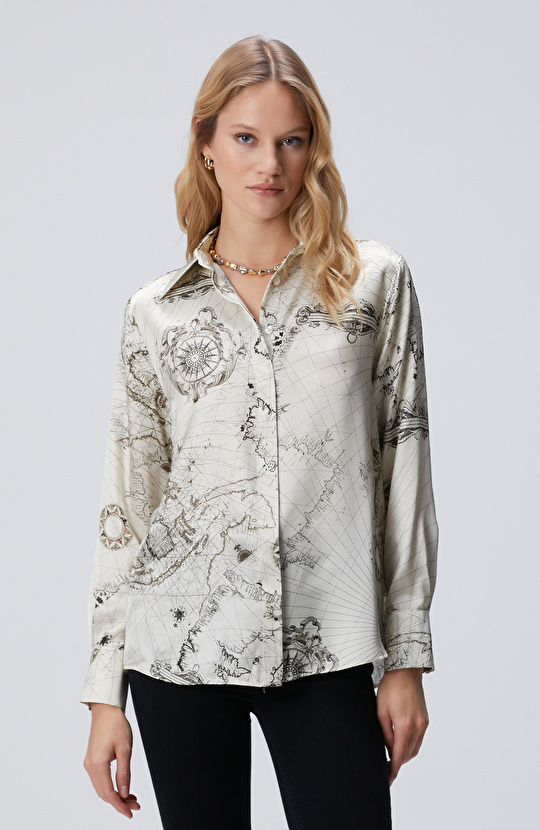 Limited Açık Bej İpek Karışımlı Gömlek