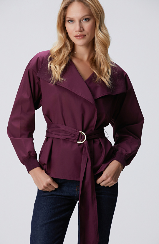 Vişne Yakası Trikolu Gömlek Vişne Yakası Trikolu Gömlek