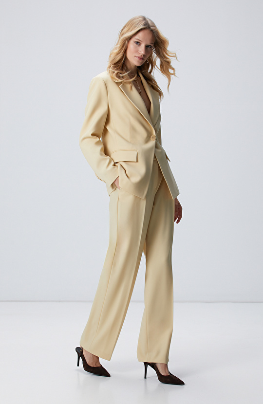 Sarı Yün Karışımlı Ceket