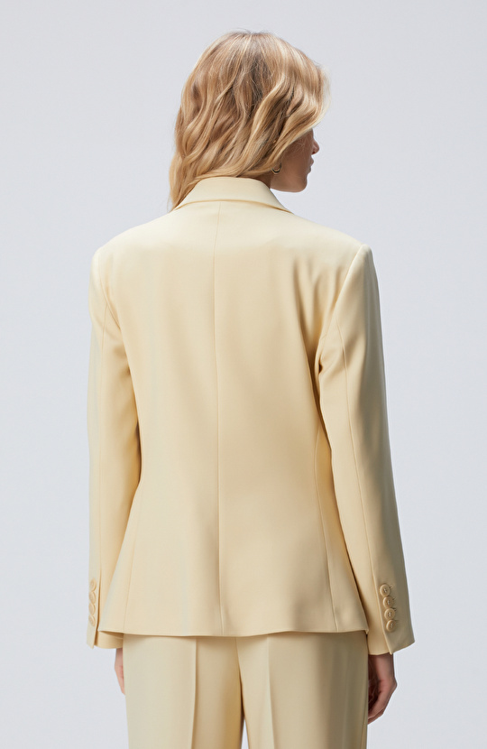 Sarı Yün Karışımlı Ceket