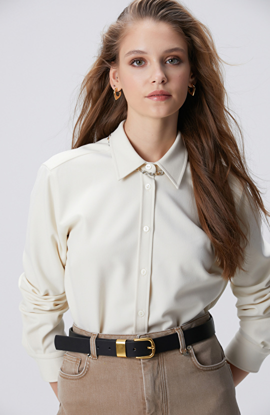 Kırık Beyaz Dış Gömlek