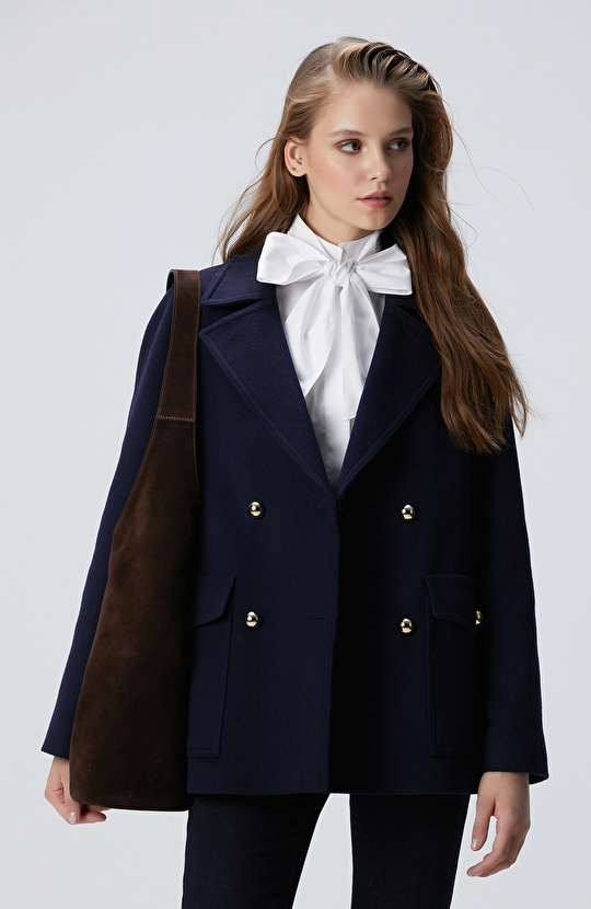 Lacivert Yün Karışımlı Kaban Lacivert Yün Karışımlı Kaban