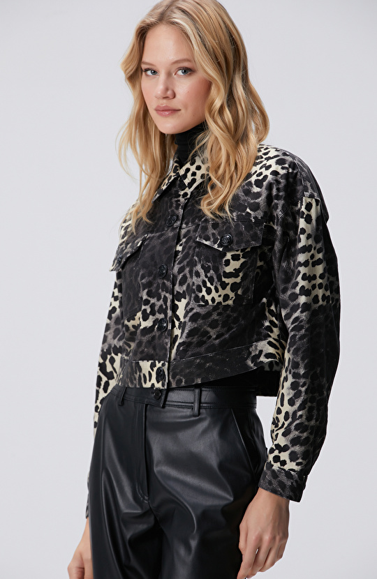 Bej Animal Print Desenli Mont