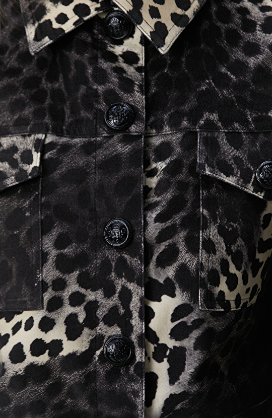 Bej Animal Print Desenli Mont