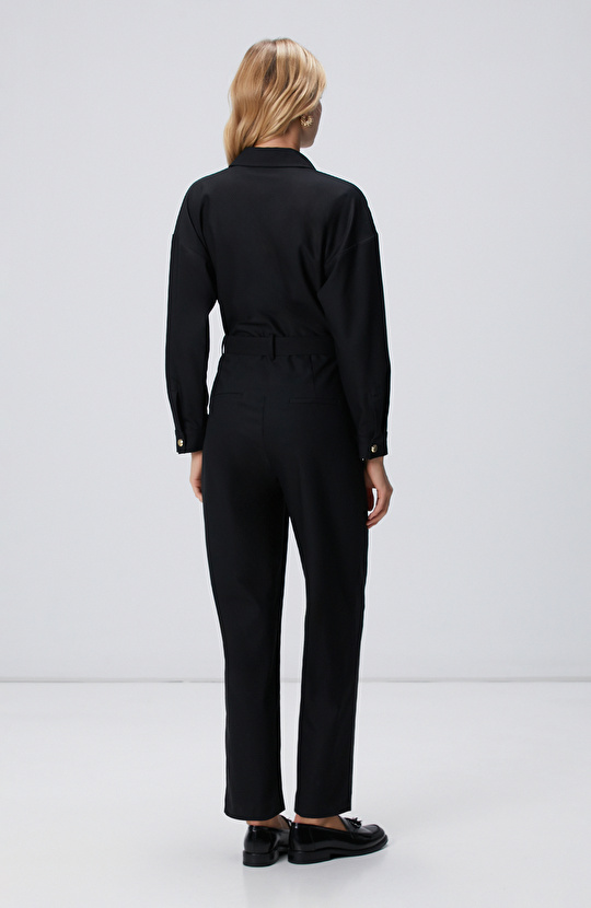 Siyah Cep Kapaklı Tulum