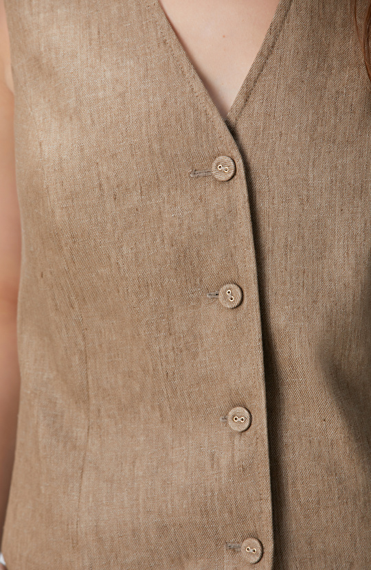 Vizon Melanj Keten Karışımlı Yelek