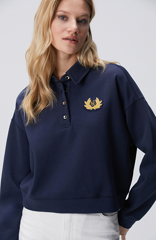 Lacivert Patch Detaylı Sweatshirt