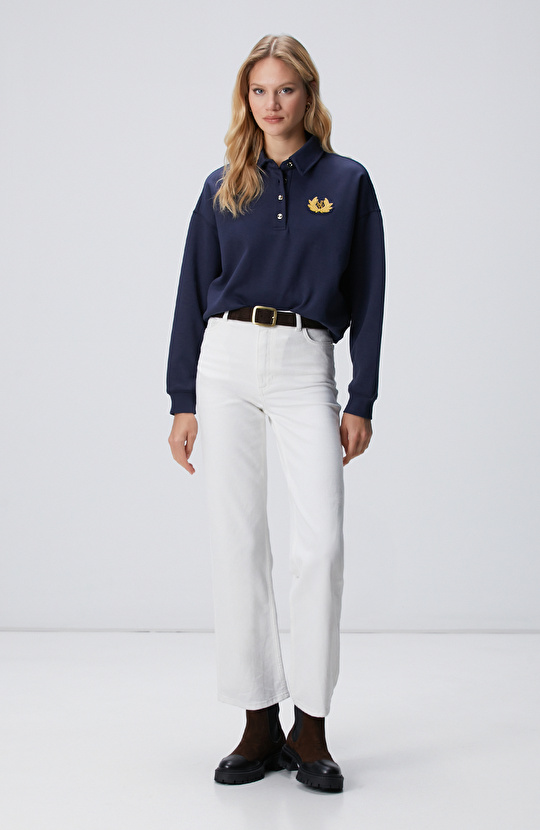 Lacivert Patch Detaylı Sweatshirt
