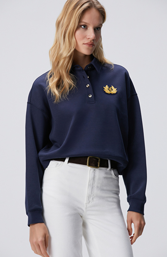 Lacivert Patch Detaylı Sweatshirt