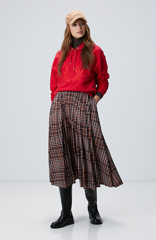 Kırmızı Kadın Nakış Detaylı Sweatshirt