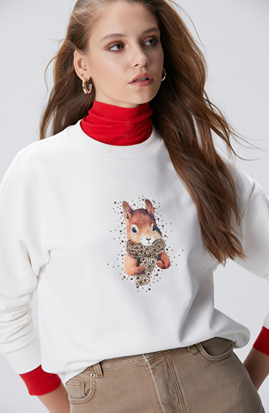 Kırık Beyaz Sweatshirt