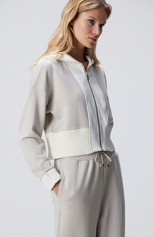 Taş Kapüşonlu Crop Sweatshirt