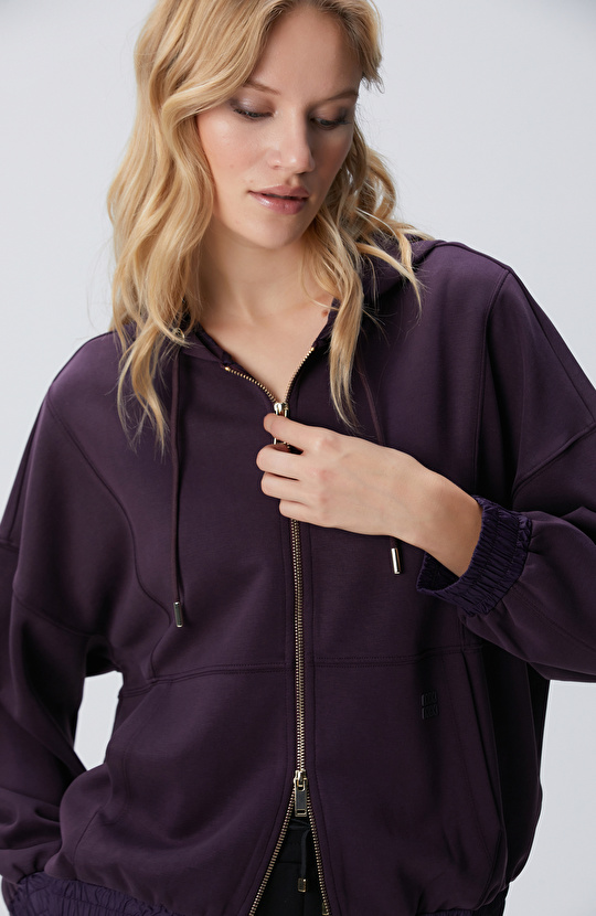 Mor Modal Karışımlı Sweatshirt