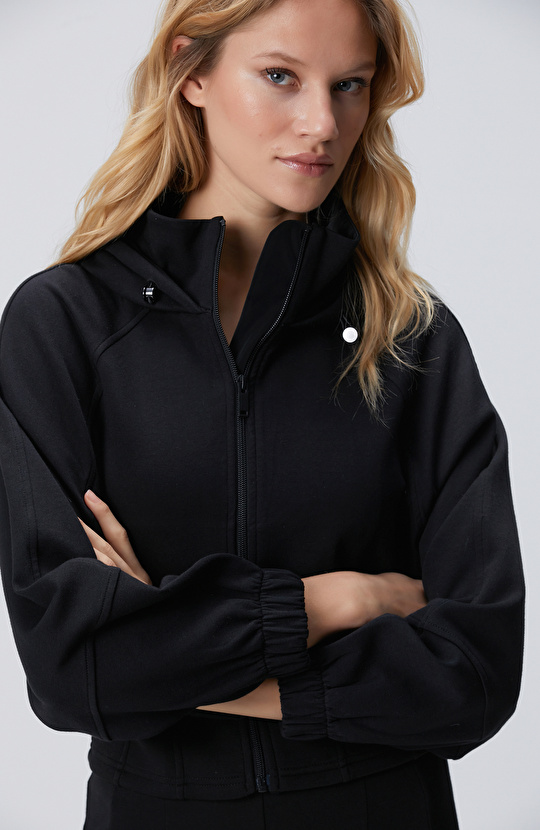 N-Tech Siyah Crop Sweatshirt