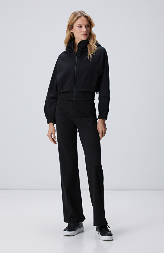 N-Tech Siyah Crop Sweatshirt