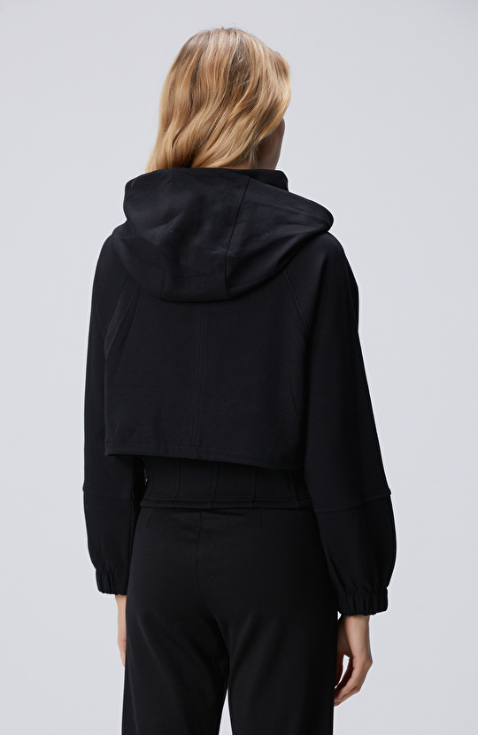 N-Tech Siyah Crop Sweatshirt