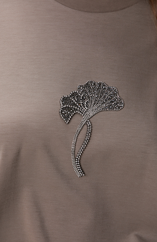 Vizon Çiçek Taş İşlemeli T-shirt