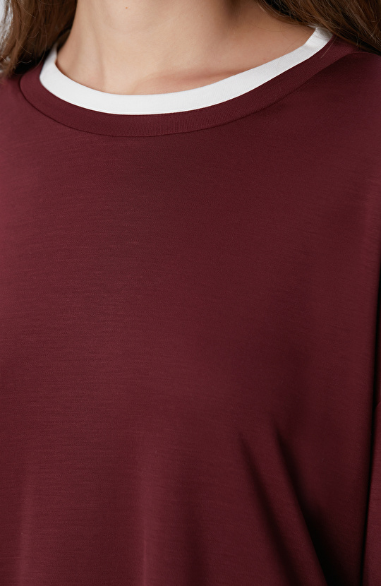 Bordo Çift Renkli T-shirt