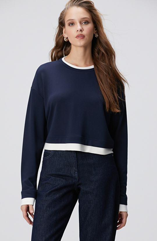 Lacivert Çift Renkli T-shirt