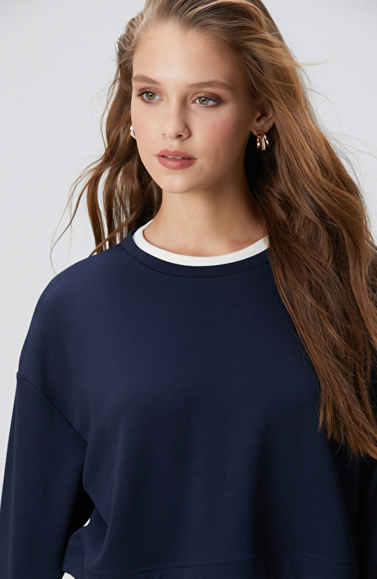 Lacivert Çift Renkli T-shirt