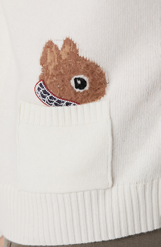 Yün Kaşmir Karışımlı Sincap Figürlü Kadın Hırka