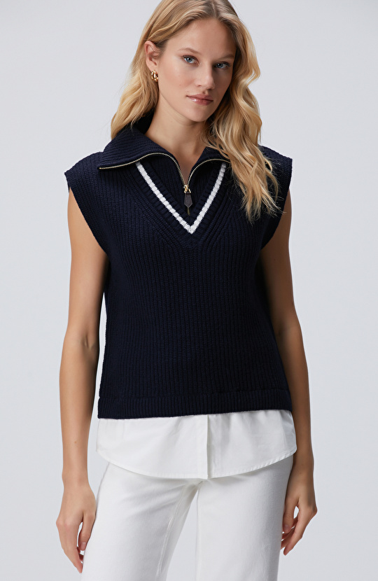 Lacivert Yün Karışımlı Süveter Lacivert Yün Karışımlı Süveter