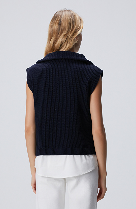 Lacivert Yün Karışımlı Süveter