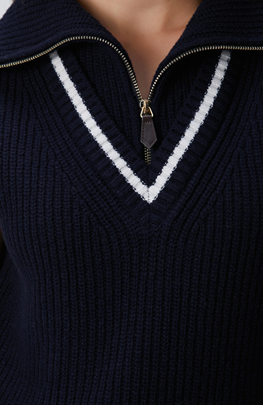 Lacivert Yün Karışımlı Süveter