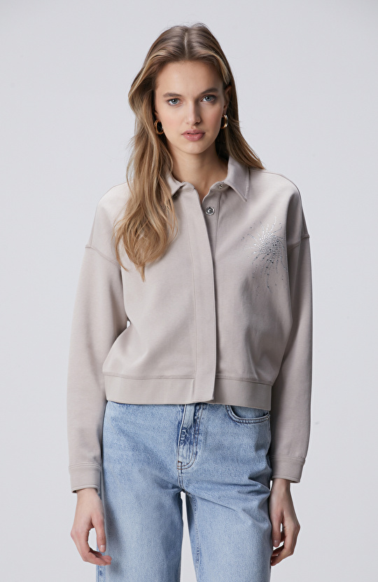 Vizon Taş Baskılı Sweatshirt