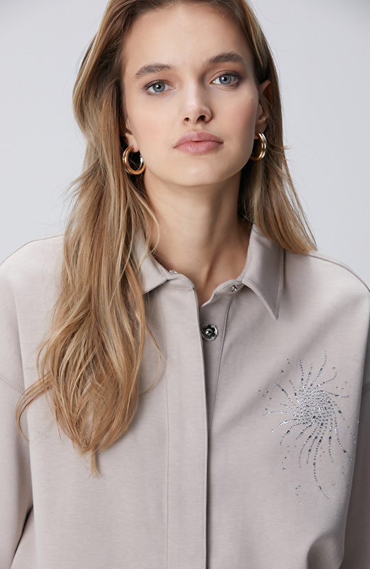 Vizon Taş Baskılı Sweatshirt