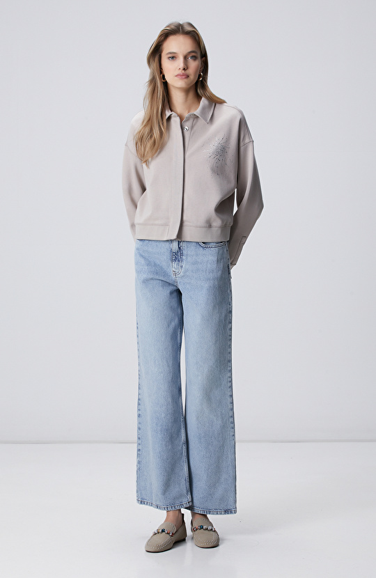 Vizon Taş Baskılı Sweatshirt