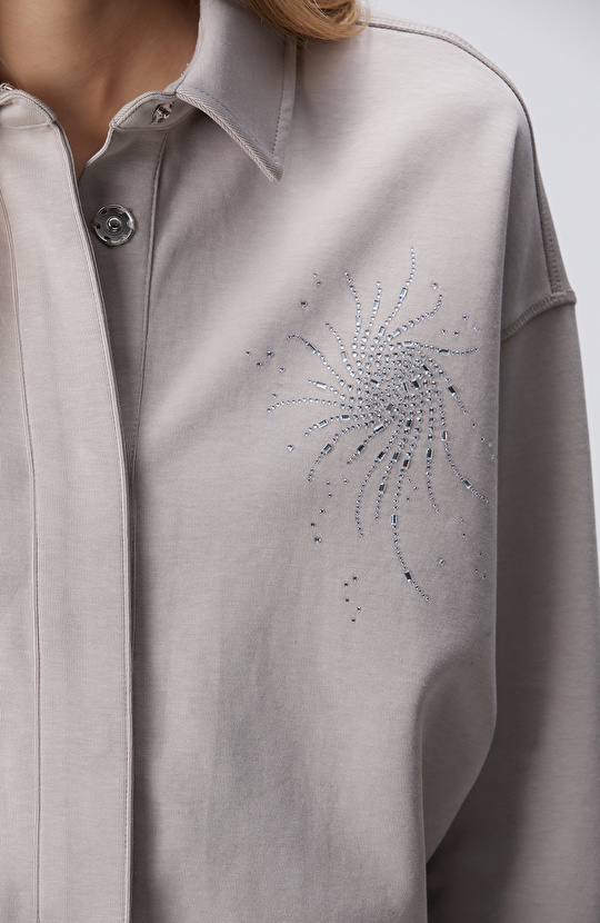 Vizon Taş Baskılı Sweatshirt