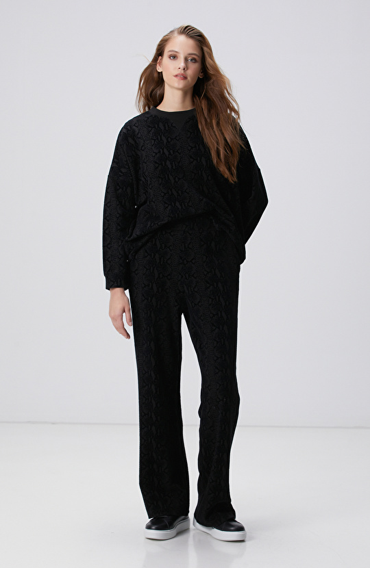 Siyah Baskılı Sweatshirt