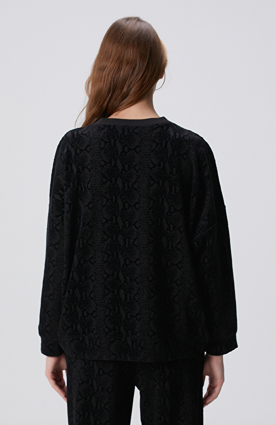 Siyah Baskılı Sweatshirt