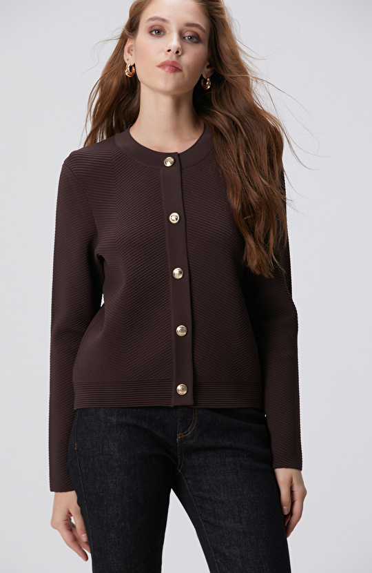 Kahverengi Triko Ceket