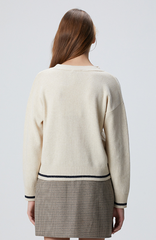 Yün Kaşmir Karışımlı Baklava Desenli Hırka