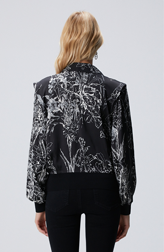 Siyah Kırık Beyaz Desenli Bluz