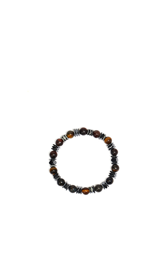 Kahverengi Doğal Taşlı Erkek Bileklik