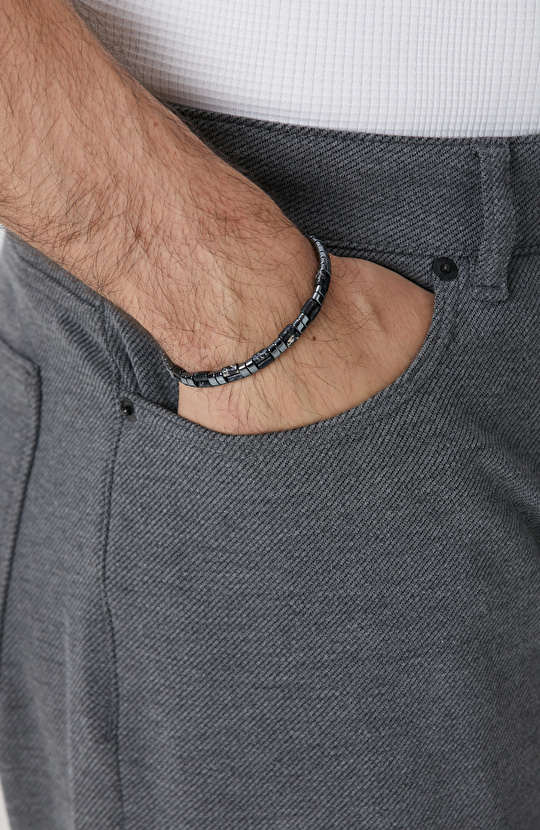 Antrasit Doğal Taşlı Erkek Bileklik