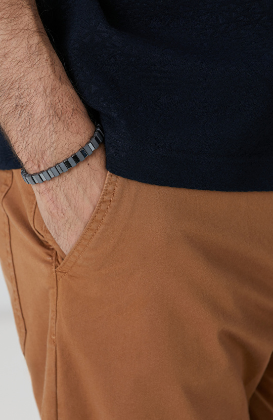 Antrasit Doğal Taşlı Erkek Bileklik