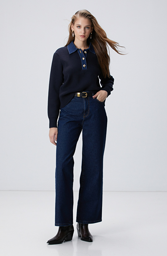 Lacivert Denim Pantolon Lacivert Denim Pantolon