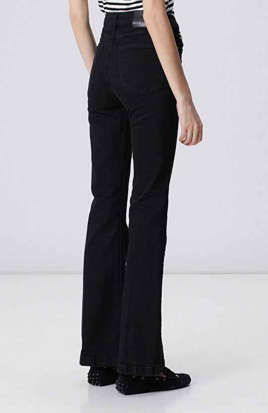 Black Accessory Flare Fit Denim Pants