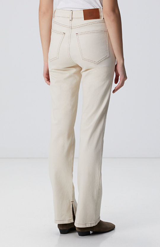 Naturel Aksesuarlı Denim Pantolon