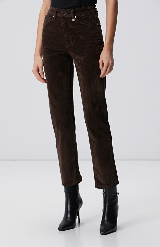 Koyu Kahverengi Denim Pantolon