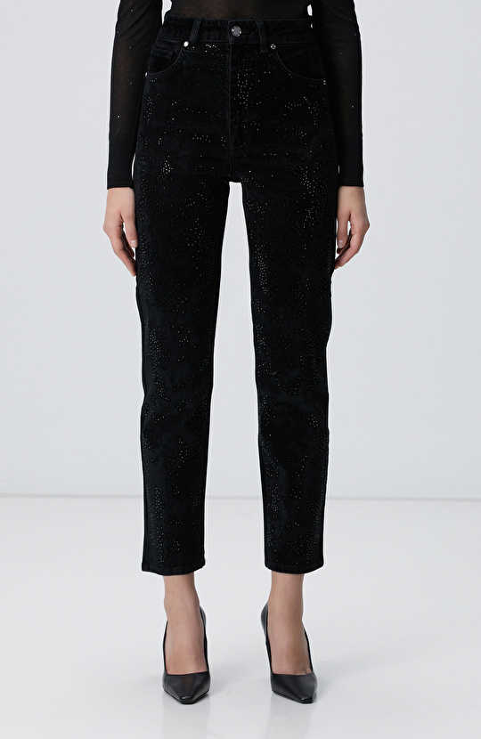 Siyah Kadife Denim Pantolon