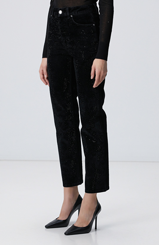 Siyah Kadife Denim Pantolon